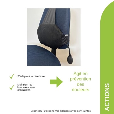 Support lombaire gonflable au bureau